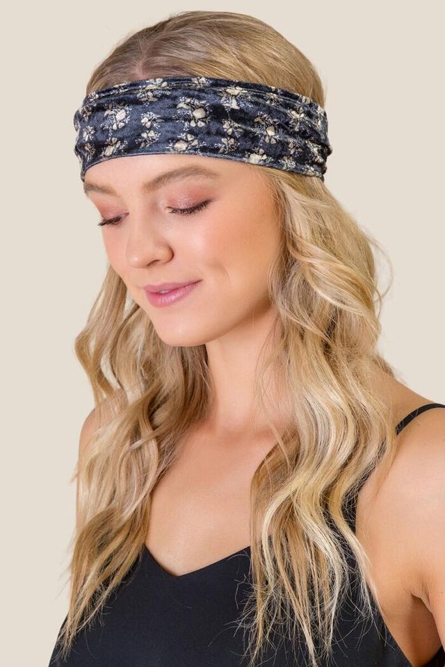 Navy Tie-Dye Velvet Boho Bandeau