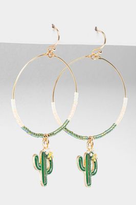 Melina Beaded Cactus Drop Earrings