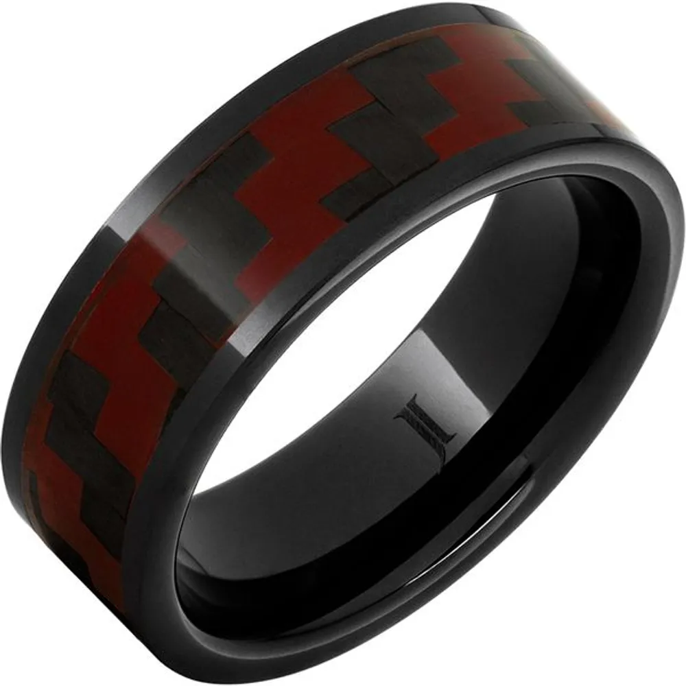 Black Diamond Ceramic™ Ring with Deep Red Carbon Fiber Inlay