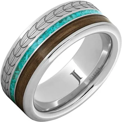 Barrel Aged™ Serinium® Ring with Turquoise and Bourbon Inlays