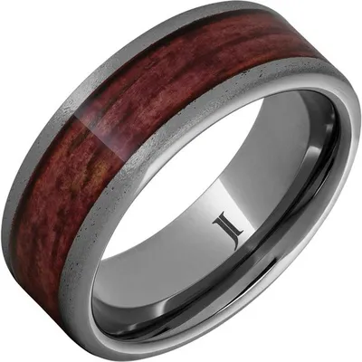 Barrel Aged™ Men's Rugged Tungsten™ Ring with Cabernet Inlay and Stone Finish
