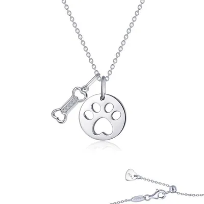 Paw Print Dog Bone Necklace