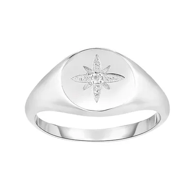 Silver Diamond Accent Star Ring