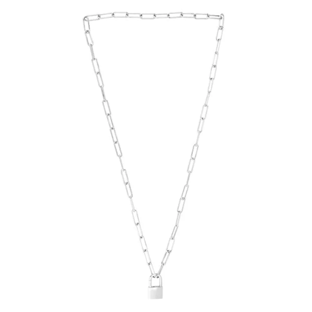 Silver Lock Link Necklace