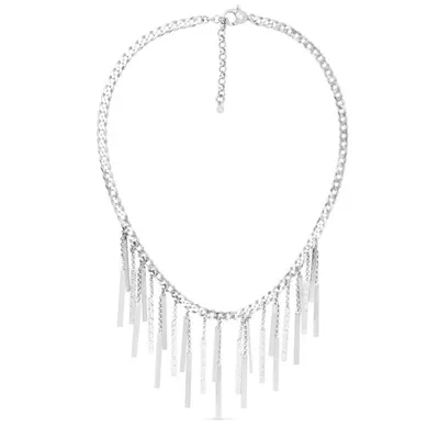 Silver Bar Fringe Choker