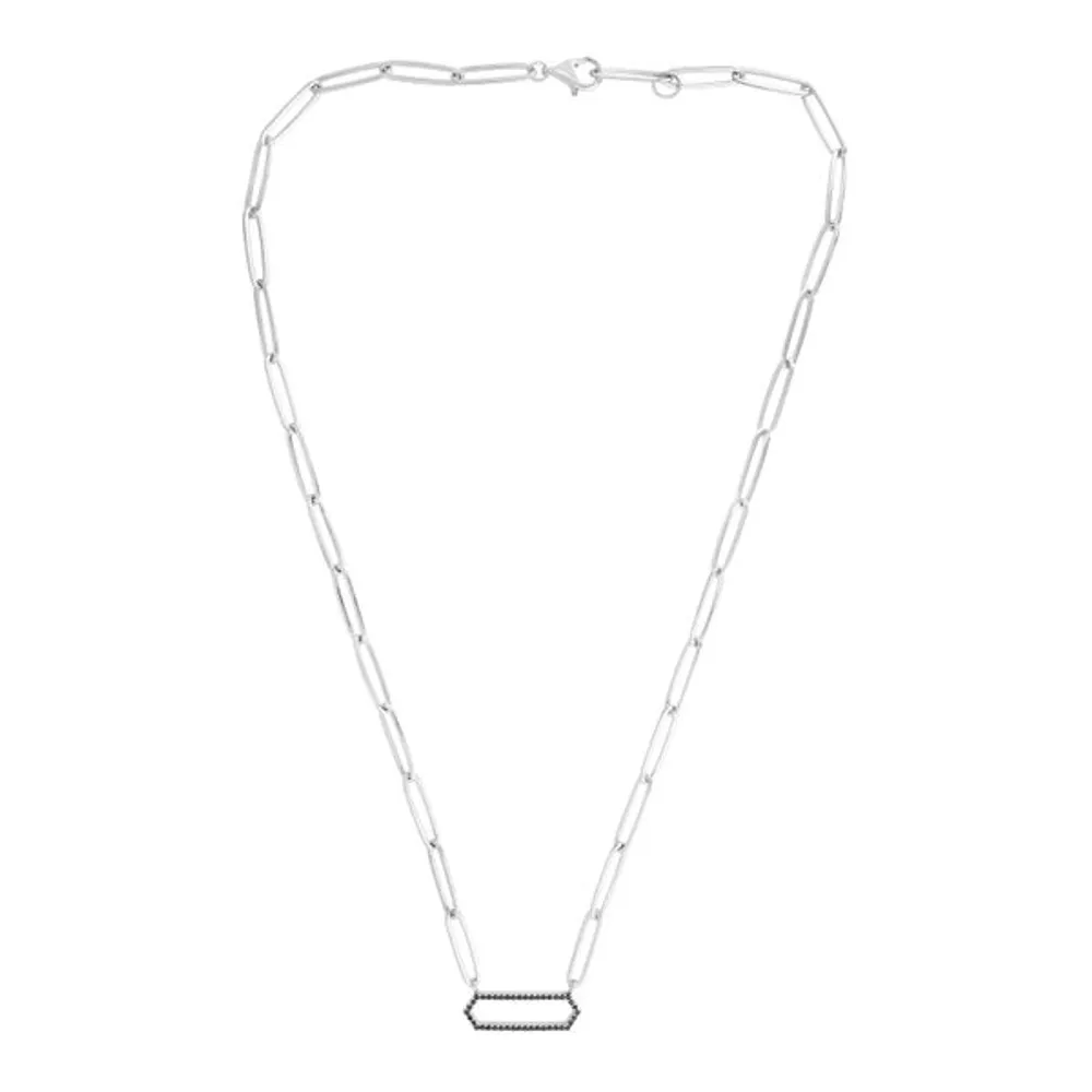 Silver CZ Paperclip Necklace