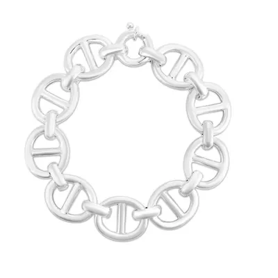 Silver 15mm Puffed Mariner Bracelet