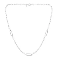 Silver Pearl Paperclip Necklace