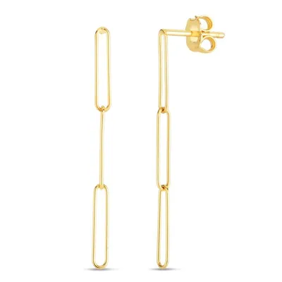 14K Lungo Paperclip Drop Earring