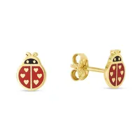 14K Gold Ladybug Enamel Earrings