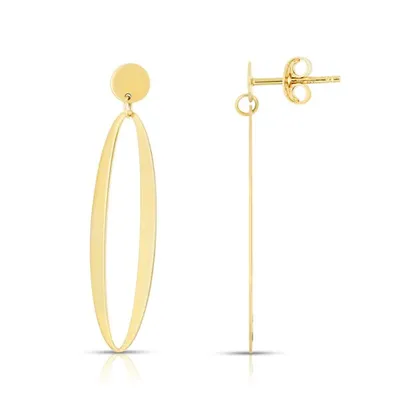 14K Single Oval Drop Earrings