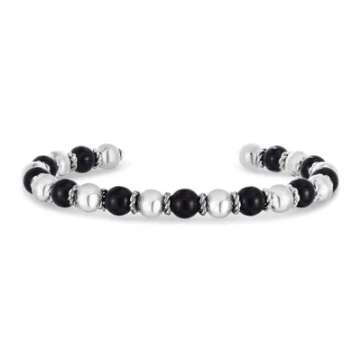 Onyx Bead Italian Cable Cuff