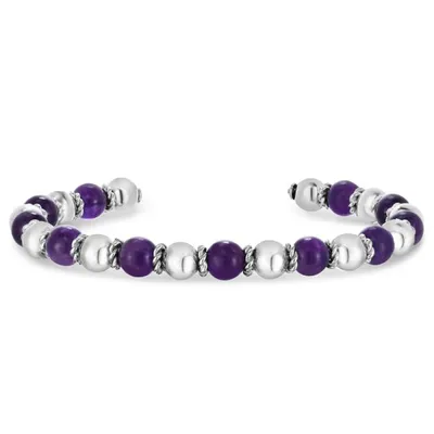 Amethyst Bead Italian Cable Cuff