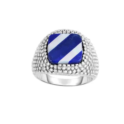 Men's Lapis and Mother of Pearl Signet Ring