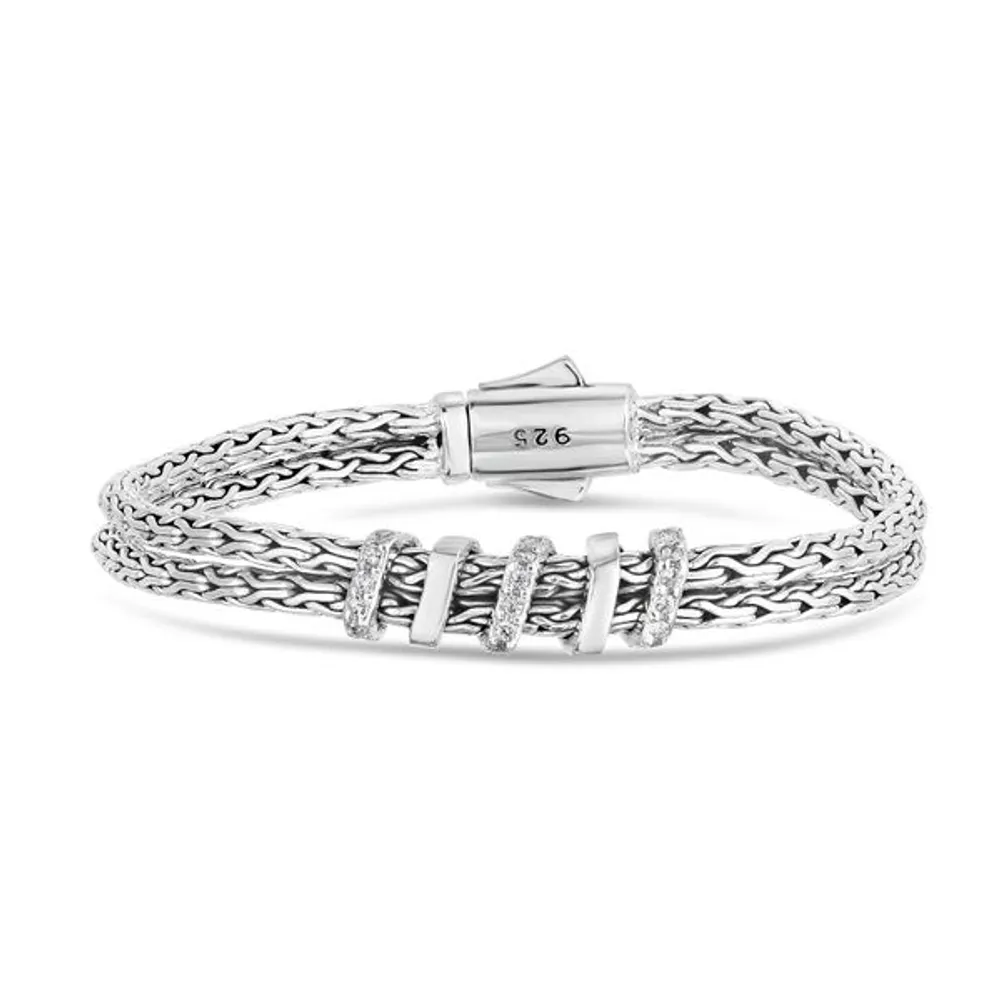 Sterling Silver Double Strand Woven Bracelet