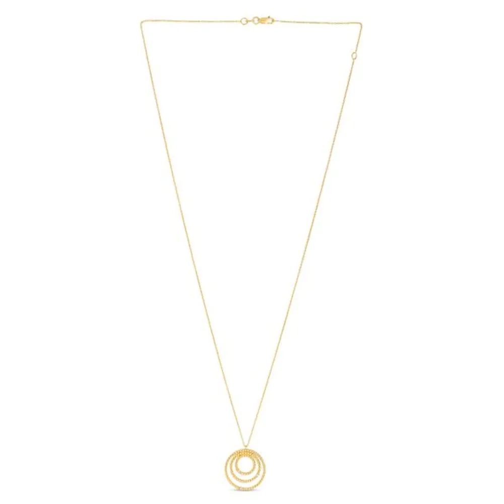 14K Diamond Cable Circle Pendant