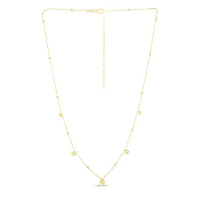 14K Gold Bead Station Necklace