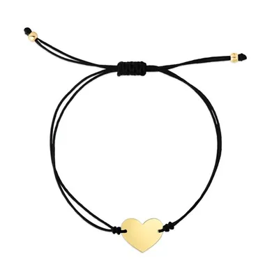 14K Cord Heart Adjustable Bracelet