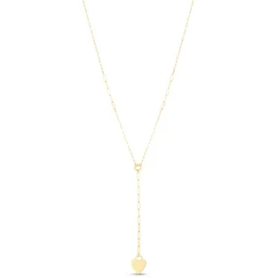 14K Heart Lariat Paperlclip Necklace