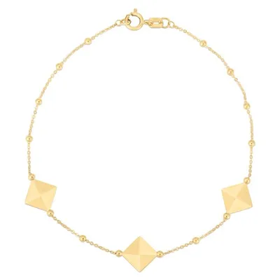 14K Gold Pyramid Station Bracelet