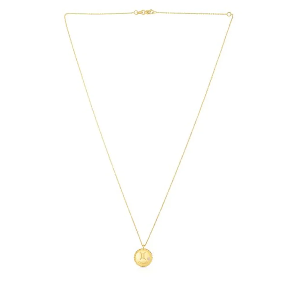 14K Gold Gemini Pendant Necklace