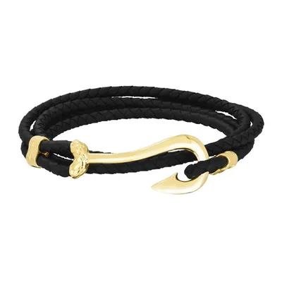 Men's Gold Rubber Cord Bar Bracelet