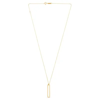 14K Single Paperclip Link Pendant Necklace