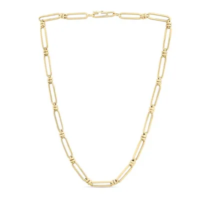 14K Paperclip Double Bar Link Bracelet