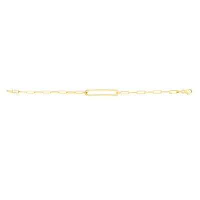 14K Paperclip Curved Open Bar Necklace