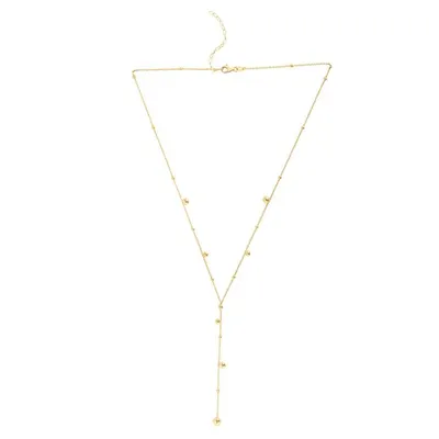 14K Gold Bead Lariat Necklace