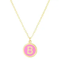 14K Enamel B Initial Necklace