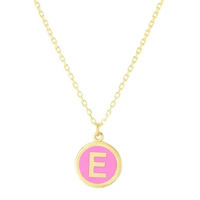 14K Enamel E Initial Bracelet