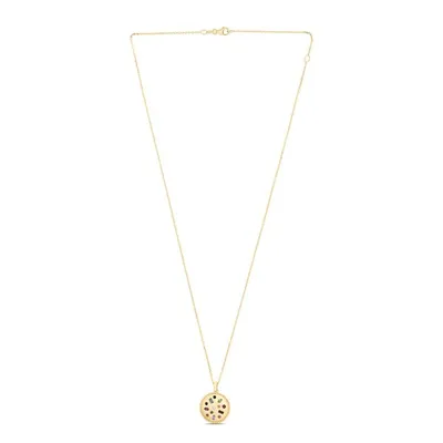 14K Gold Gemstone Disc Necklace