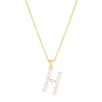 14K Pearl H Initial Necklace