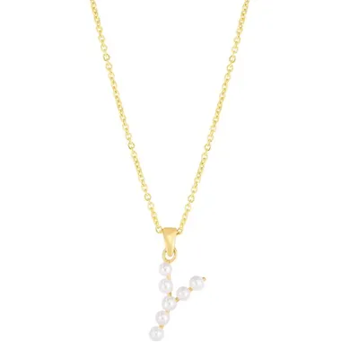 14K Pearl Y Initial Necklace