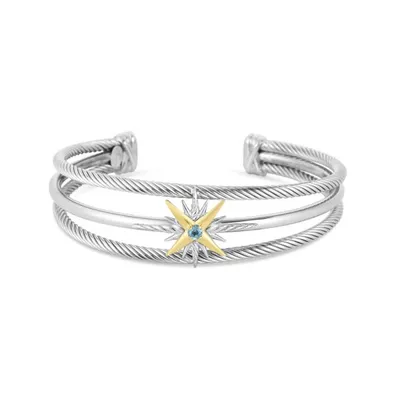 Constellation Cable Cuff 18K Gold & Blue Topaz