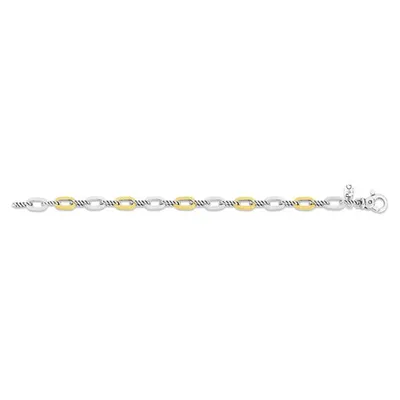 Silver & 18K Cable Paperclip Link Bracelet