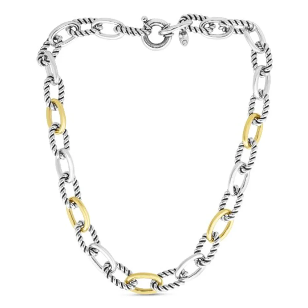 Paperclip Cable Link Bracelet in Silver & 18K Gold