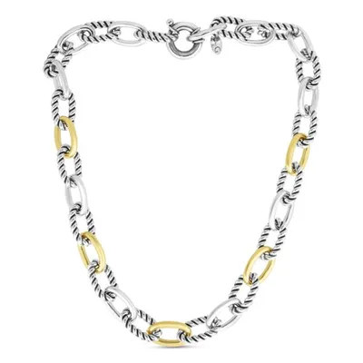 Paperclip Cable Link Bracelet in Silver & 18K Gold