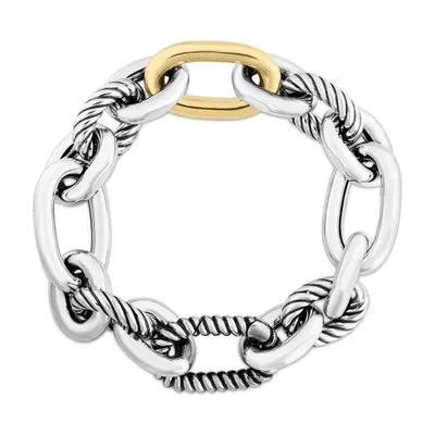 18K Gold & Silver Italian Cable Link Bracelet