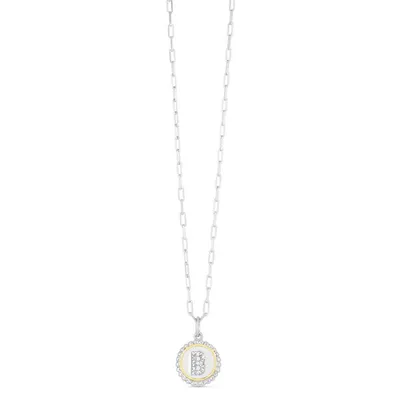 Silver-18K Popcorn Initials Letter B Necklace