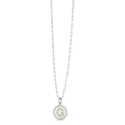 Silver-18K Popcorn Initials Letter Necklace