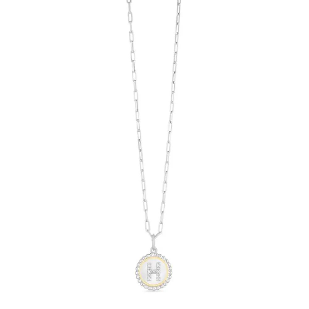 Silver-18K Popcorn Initials Letter H Necklace