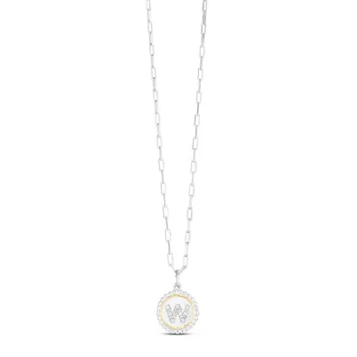 Silver-18K Popcorn Initials Letter W Necklace