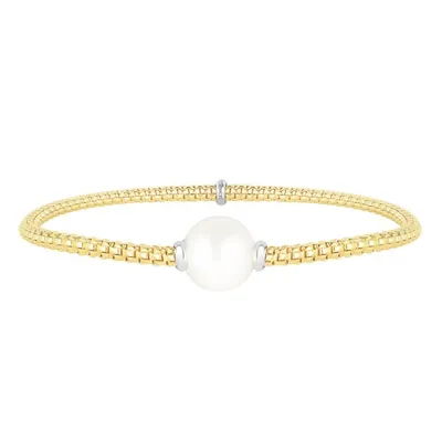 14K Gold Popcorn Stretch Pearl Bracelet