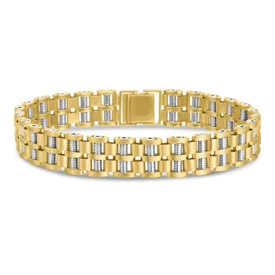 14K Two-tone Double Row Railroad Bracelet