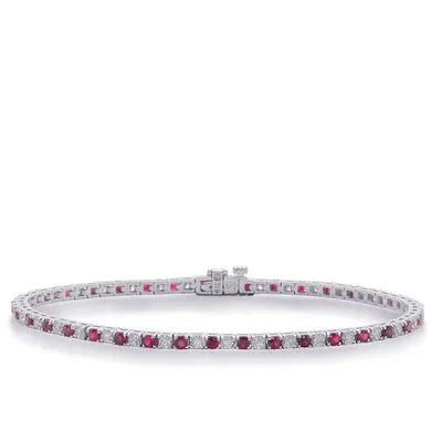 White Gold Ruby & Diamond Tennis Brac