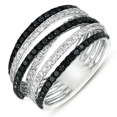 White Gold Black & White Fashion Ring