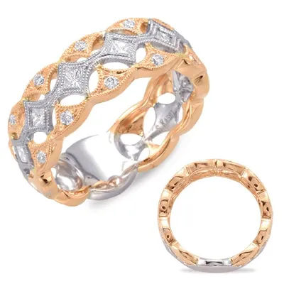 White & Rose Gold Pave Band