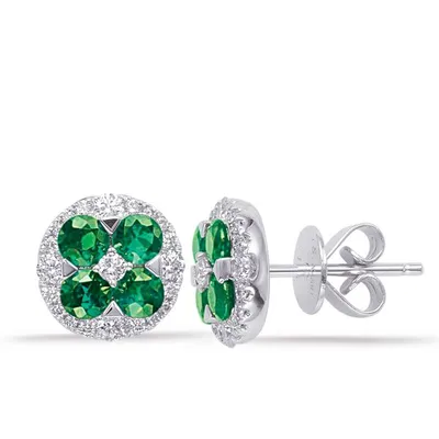 Gold Emerald & Diamond Earring